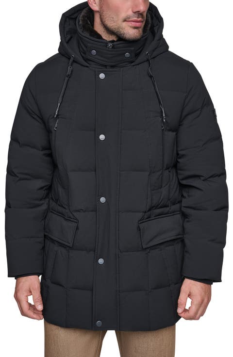 Down & Feather Fill Parka with Faux Fur Trim Hood