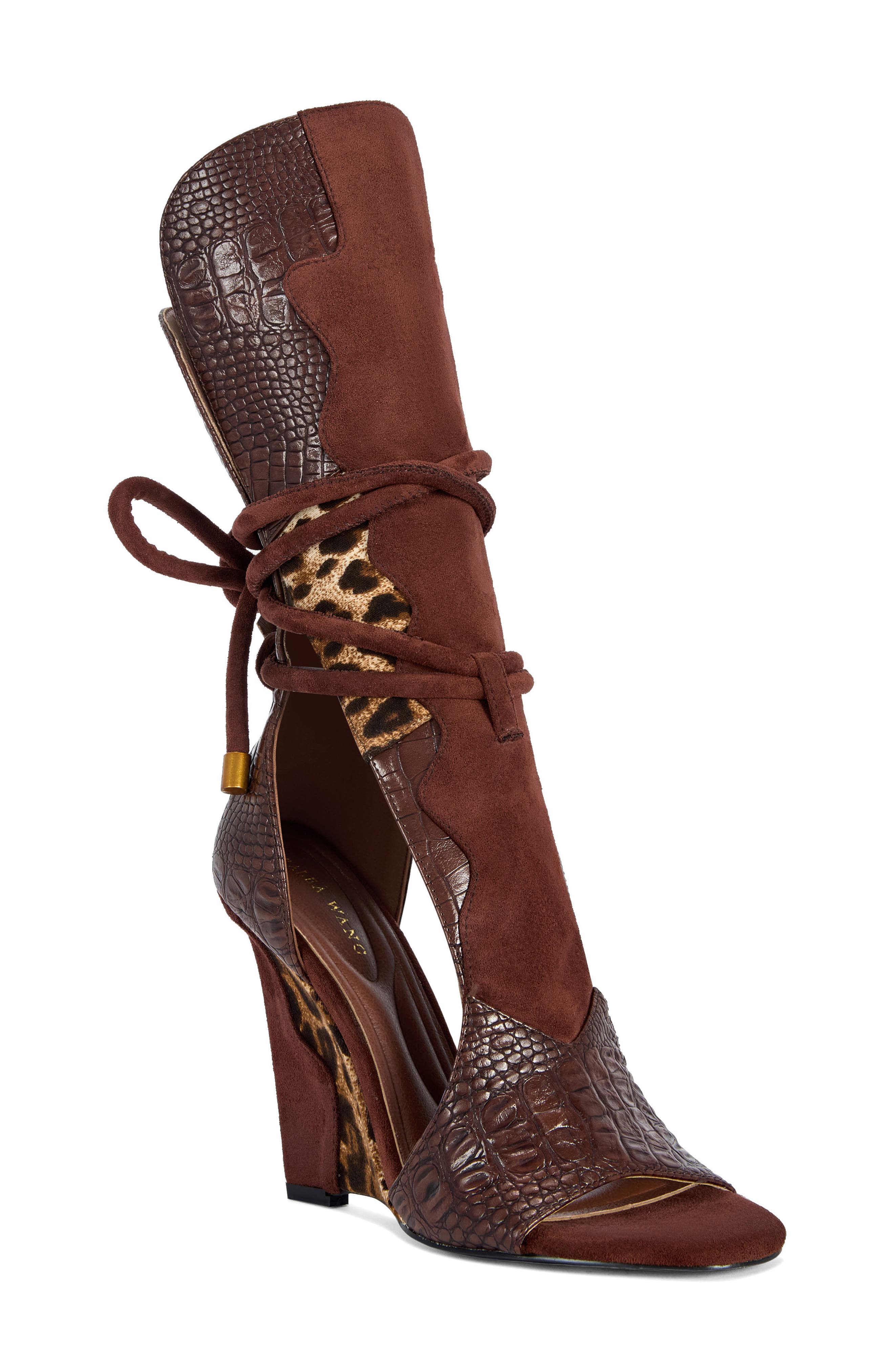 Desire Wedge Sandal, Main, color, BROWN MULTI
