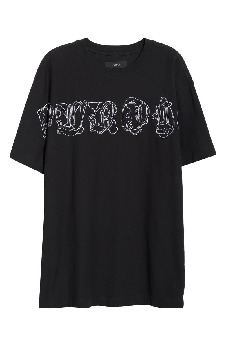PURPLE BRAND Embroidered Logo Textured Jersey T-Shirt, Main, color, Black