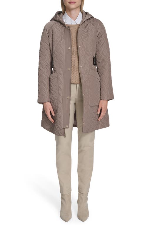 Cole Haan Belted Quilted Jacket In Brown