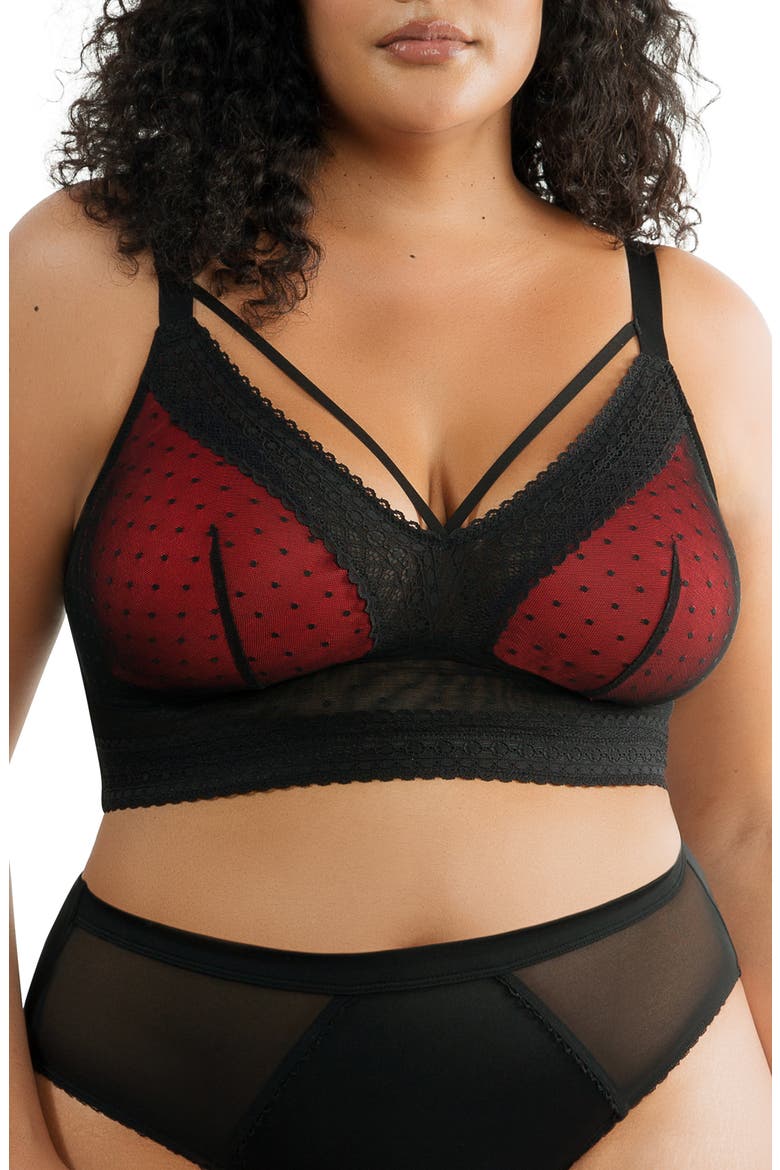 Mia Wire-Free Padded Mesh Bralette, Main, color, BLACK