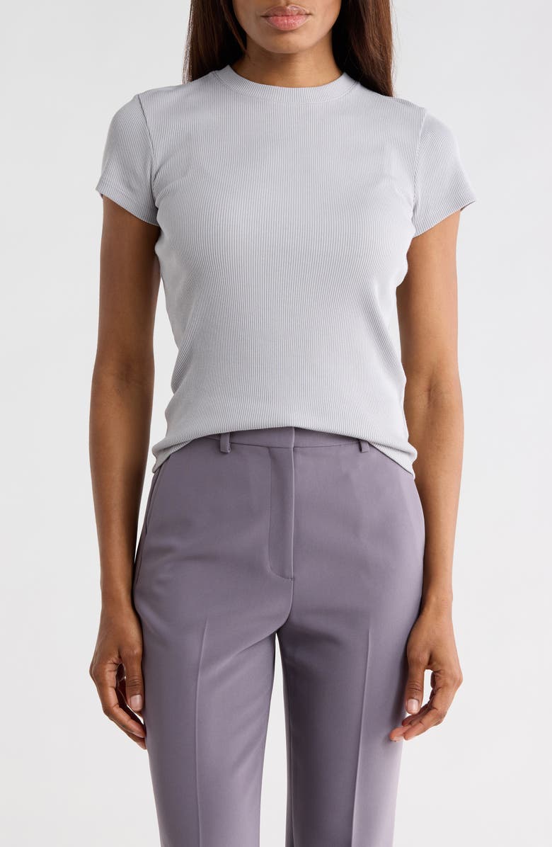 Theory Stretch Rib Tiny Tee, Main, color, Silver Smoke