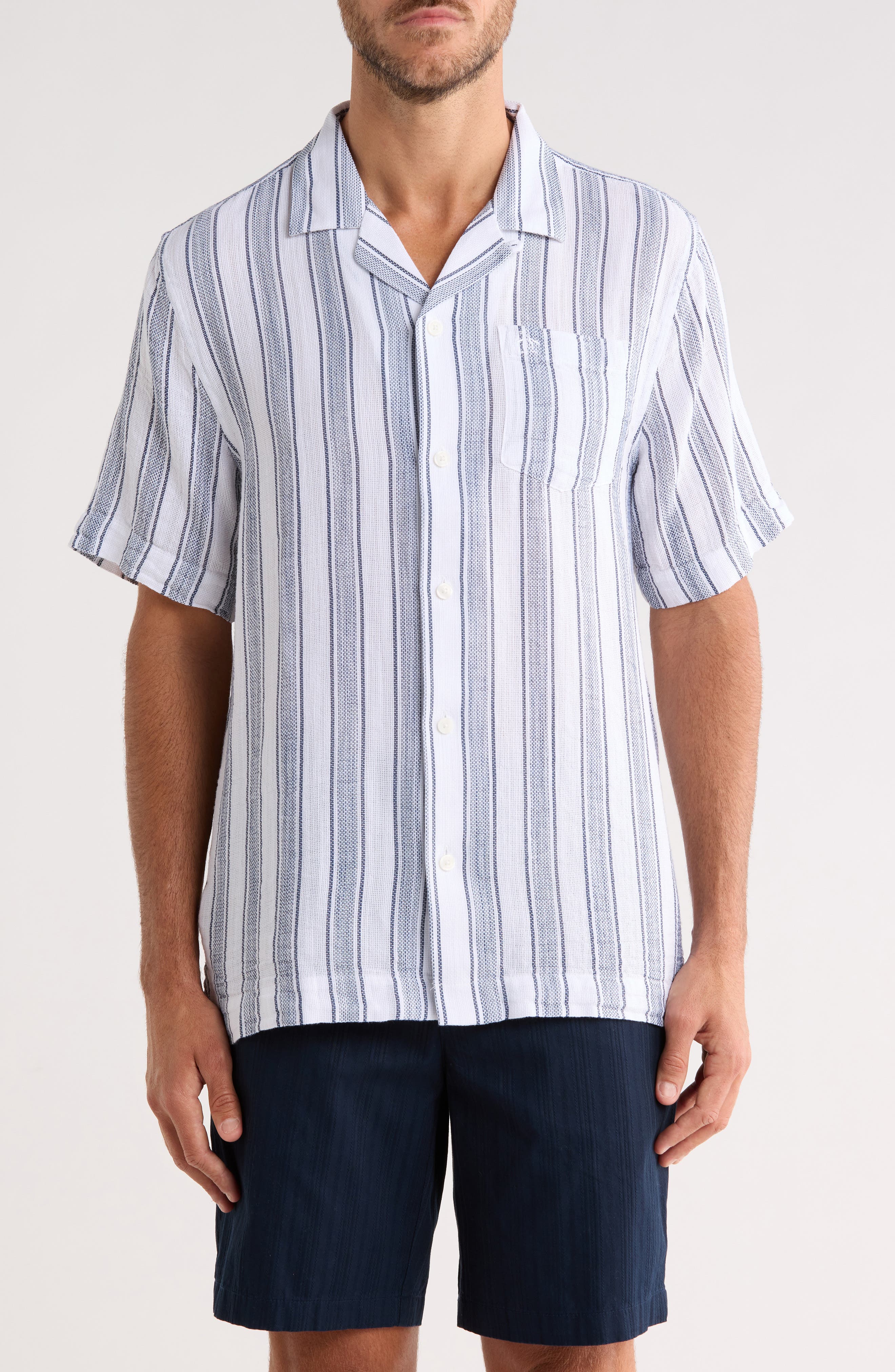 Original Penguin Textured Cotton Blend Camp Shirt