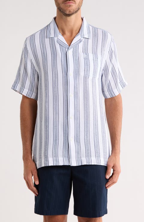Textured Cotton Blend Camp Shirt