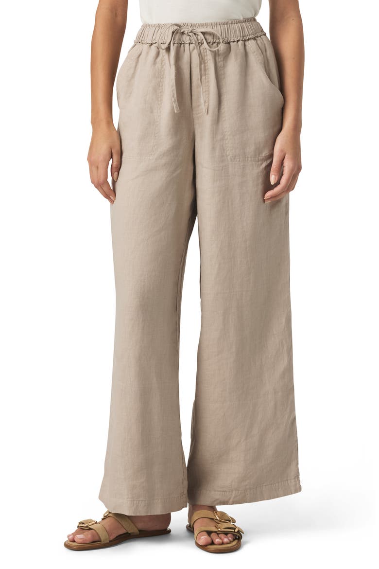 Stella Linen Drawstring Pants, Main, color, FAWN