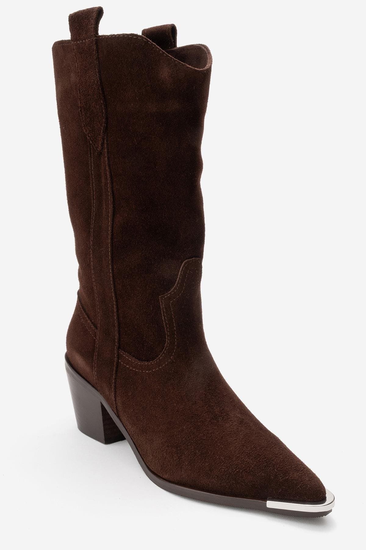 Alvi Leather Western Boot, Main, color, Brown Suede