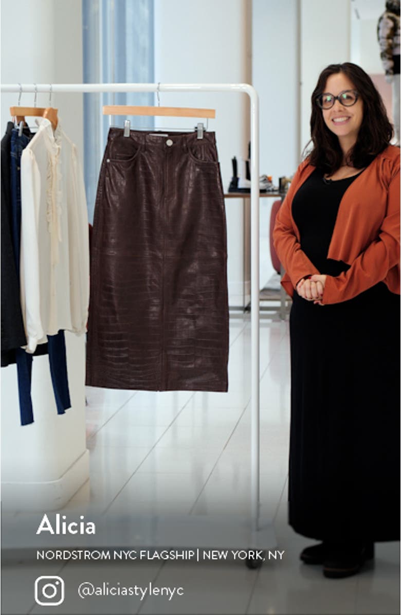 Croc Embossed Leather Skirt, sales video thumbnail