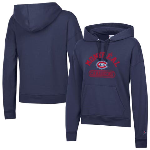 Women's Champion Navy Montreal Canadiens Arched Pill Box Hoodie