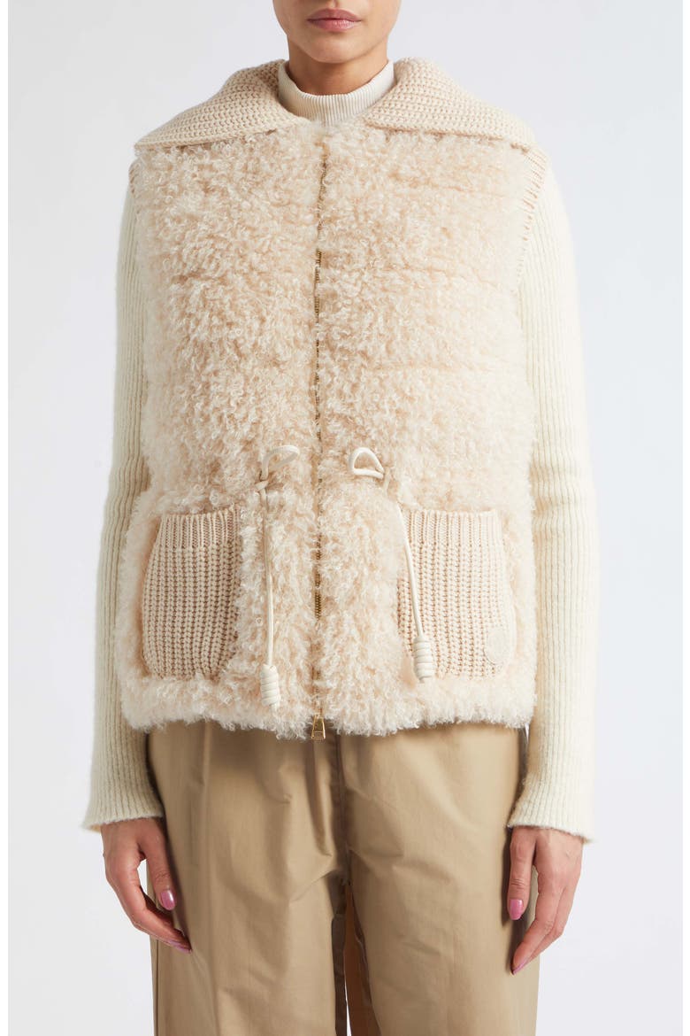 Quilted Faux Fur & Virgin Wool & Cashmere Down Vest, Main, color, BEIGE