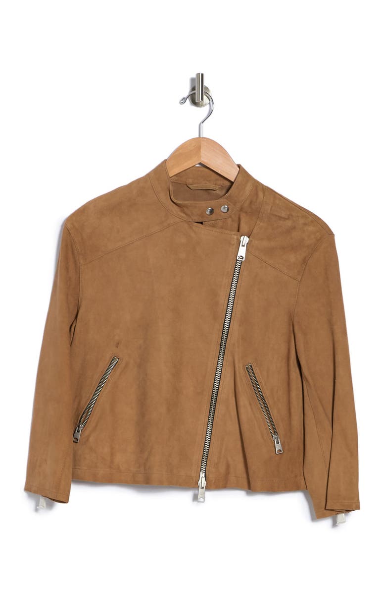 AllSaints Dahlia Crop Leather Moto Jacket, Alternate, color,