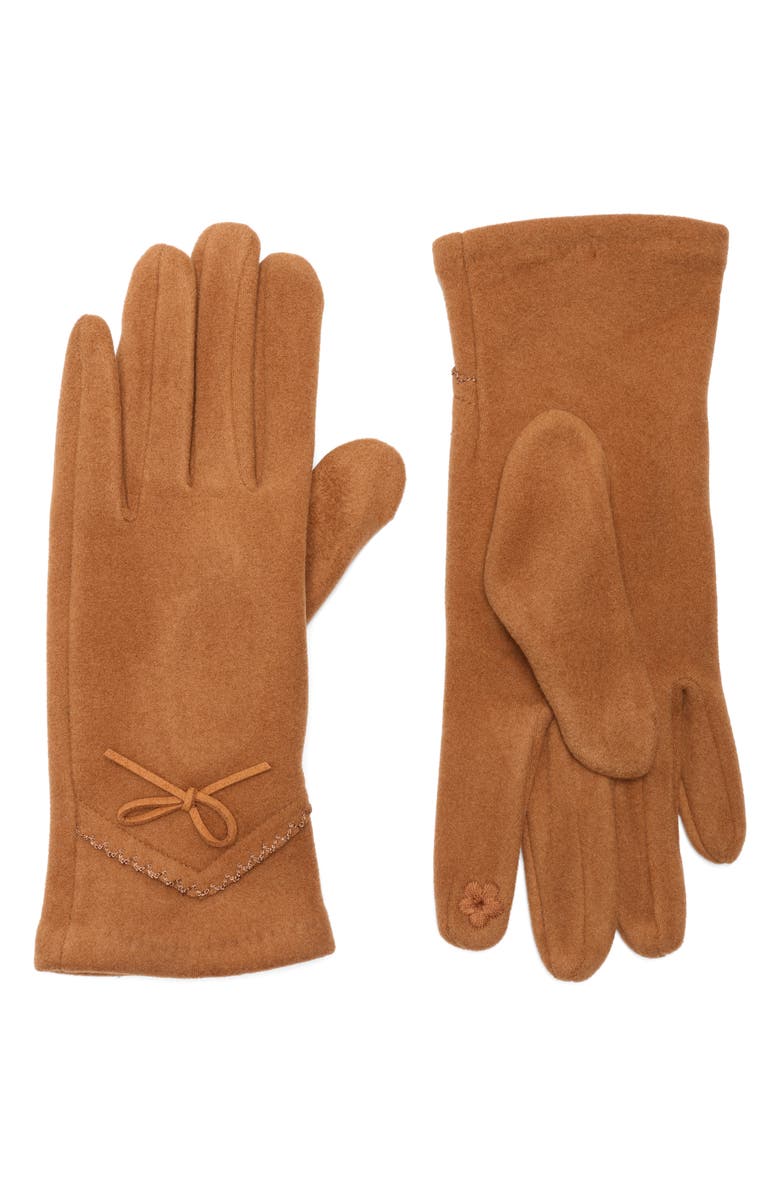 Ted Baker London Bow Touchscreen Gloves, Main, color, Brown