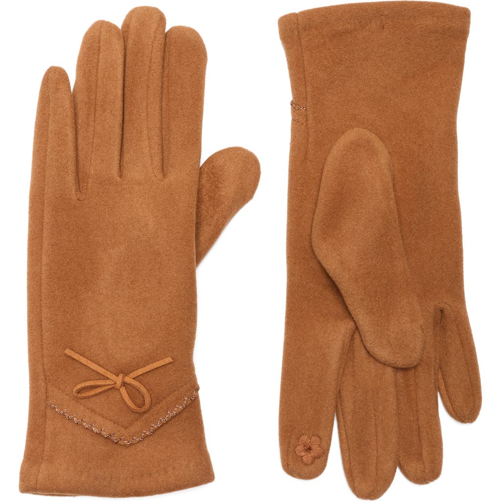 Ted Baker London Bow Faux Leather Touchscreen Gloves In Brown