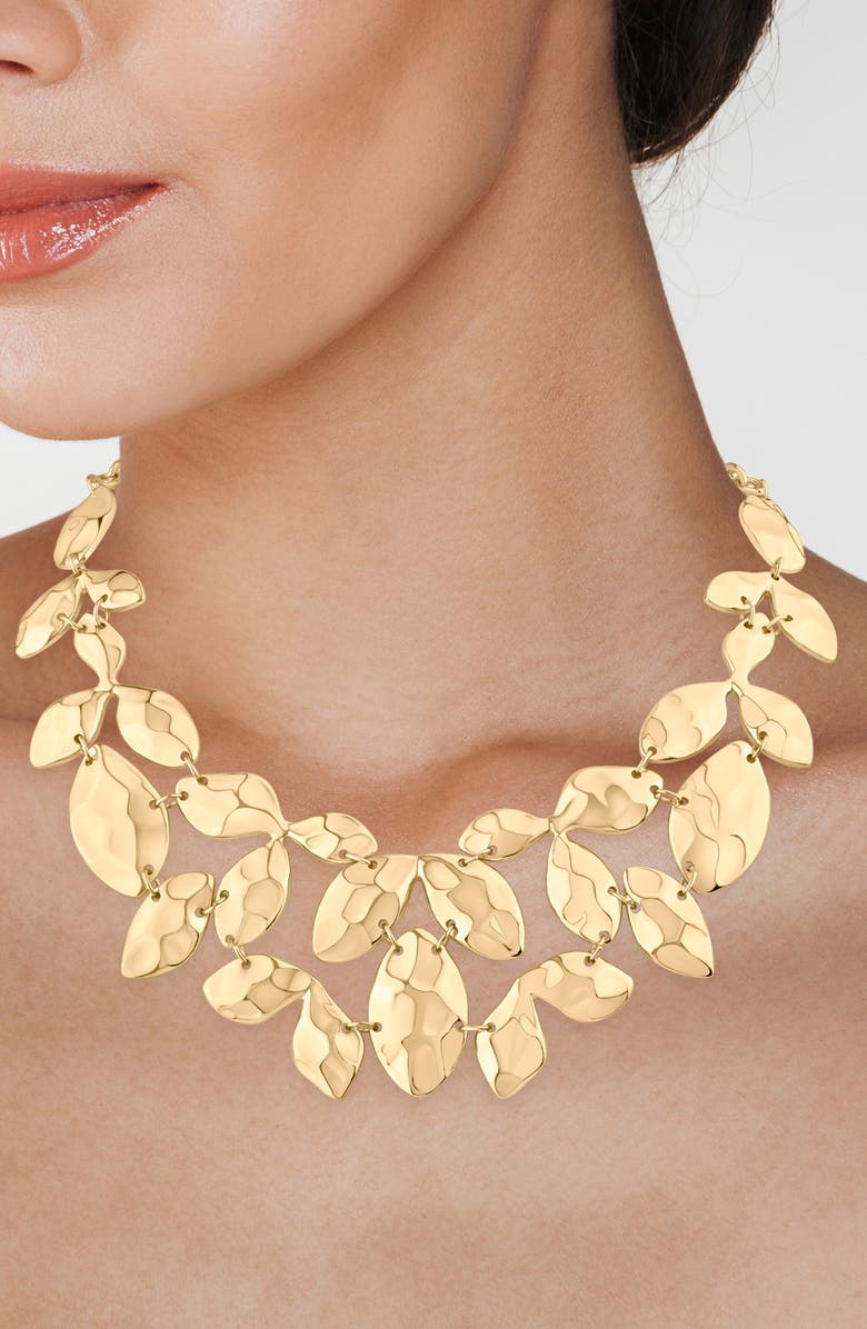 JARDIN Organic Shapes Bib Necklace, Alternate, color, Gold