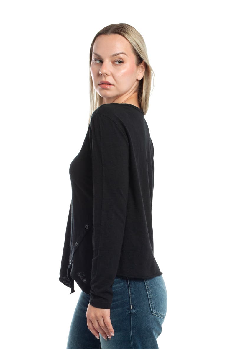 WILT Clothing Long Sleeve Henley Mock Double Layer Tee, Alternate, color, Black