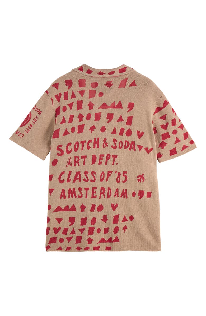 Scotch & Soda Jacquard Knit Camp Shirt, Alternate, color, Plaza Taupe