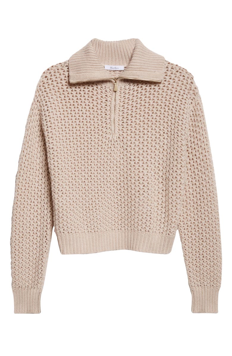 Max Mara Tequila Wool Blend Quarter Zip Sweater, Alternate, color, Albino