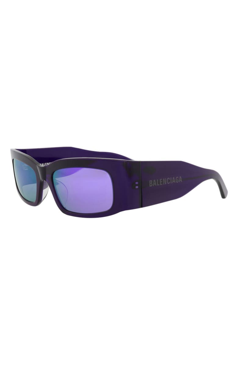 Balenciaga 56mm Rectangular Sunglasses, Alternate, color, Violet Violet Violet