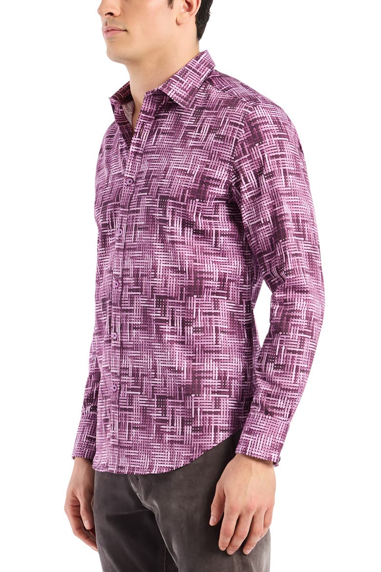 Berkley Long Sleeve Stretch Cotton Button-Up Shirt, Alternate, color, BERRY