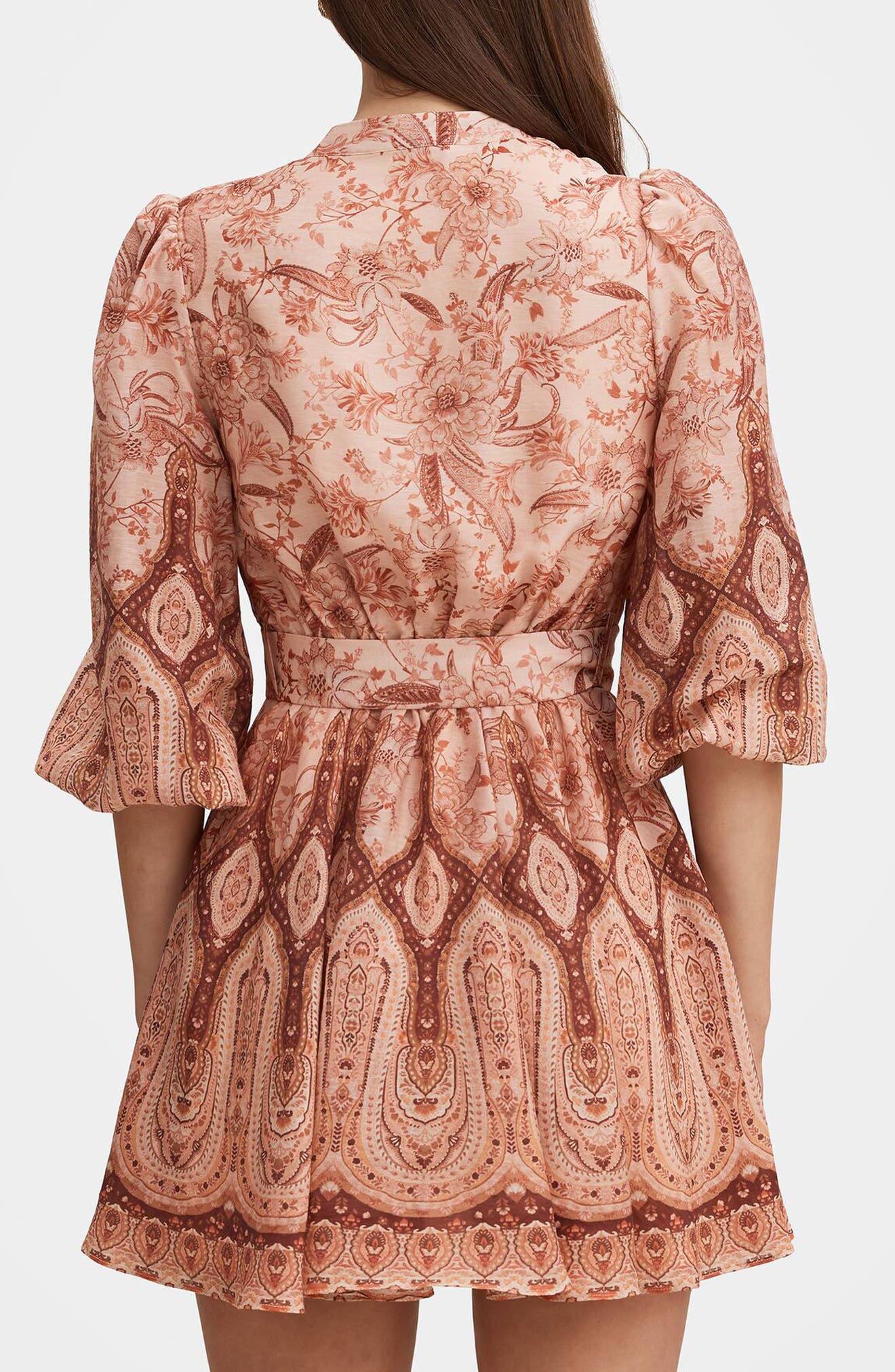 zimmermann freja shirred paisley-print linen mini dress ZIMMERMANN Freja Paisley-Print Linen Mini Dress