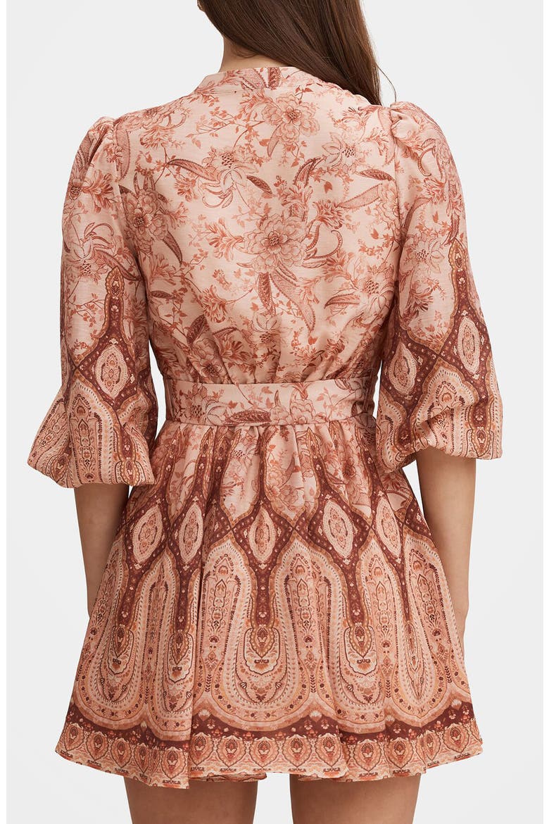 Wesley Print Belted Long Sleeve Minidress, Alternate, color, PEACH MOSS FLORAL