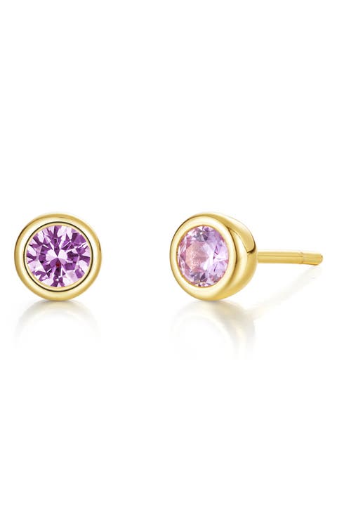 Bezel Simulated Birthstone Stud Earrings