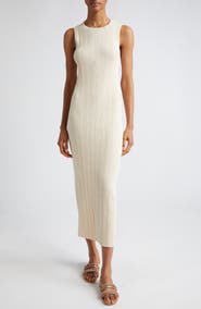 Eleventy Sleeveless Cotton Rib Midi Sweater Dress