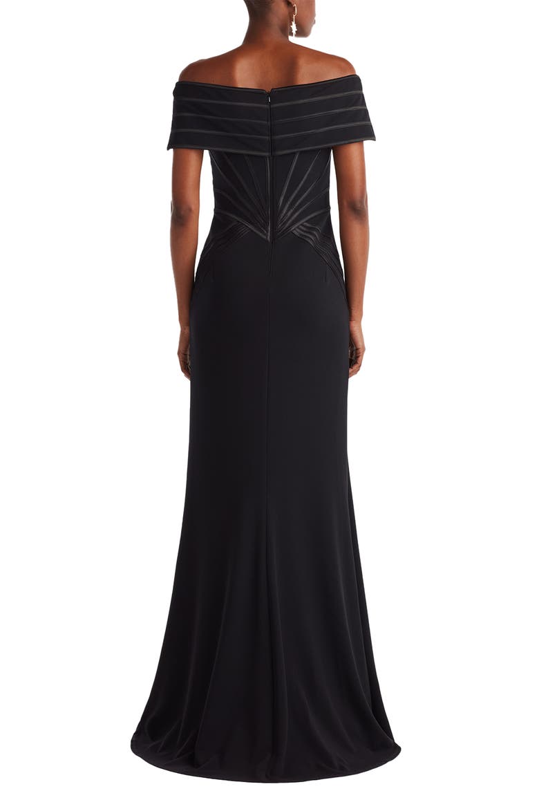 Off the Shoulder Corset Bodice Gown, Alternate, color, BLACK