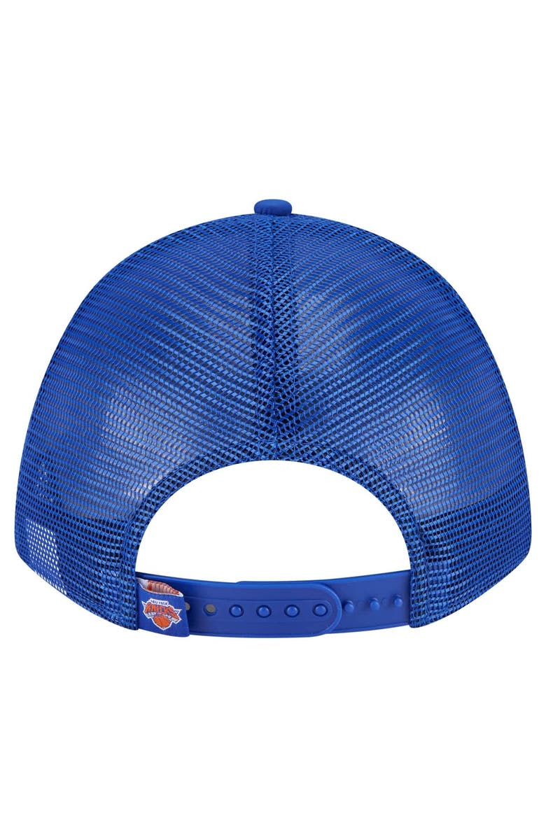 New Era Men's New Era Blue New York Knicks Minimalist A-Frame 9FORTY Trucker Hat, Alternate, color, Blue