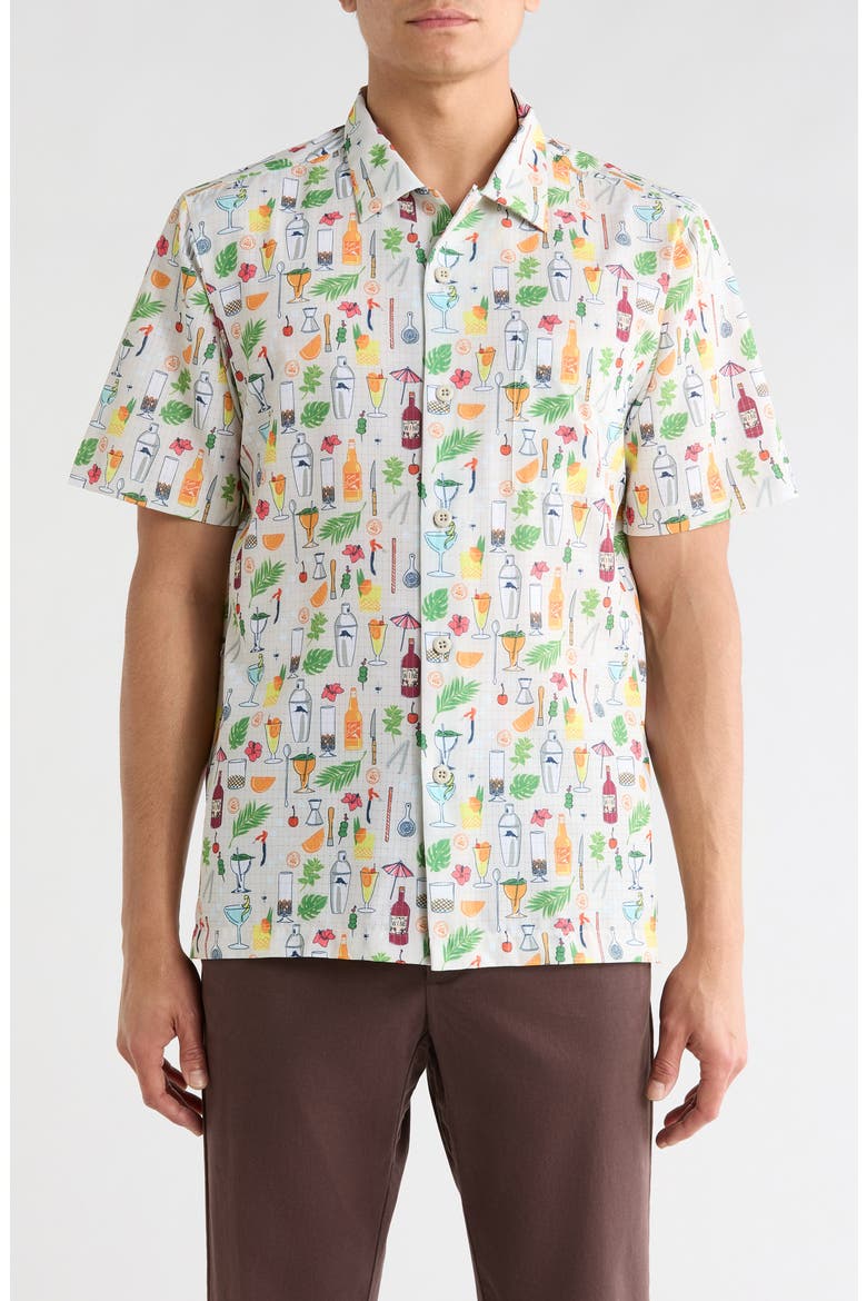 Coast Lemon Lounge Short Sleeve Button-Up Shirt, Main, color, FOGGY DEW