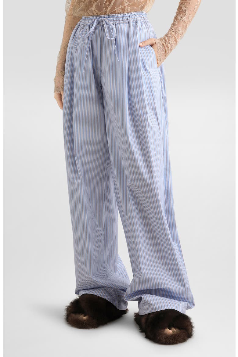 Striped Wide Leg Cotton Poplin Pants, Main, color, S8051 STRIPED BLUE/ WHITE