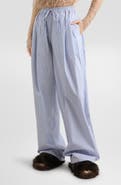 Dolce&Gabbana Striped Wide Leg Cotton Poplin Pants