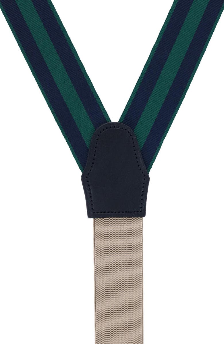 Trafalgar Balint Stripe Grosgrain Suspenders, Alternate, color, Green And Navy