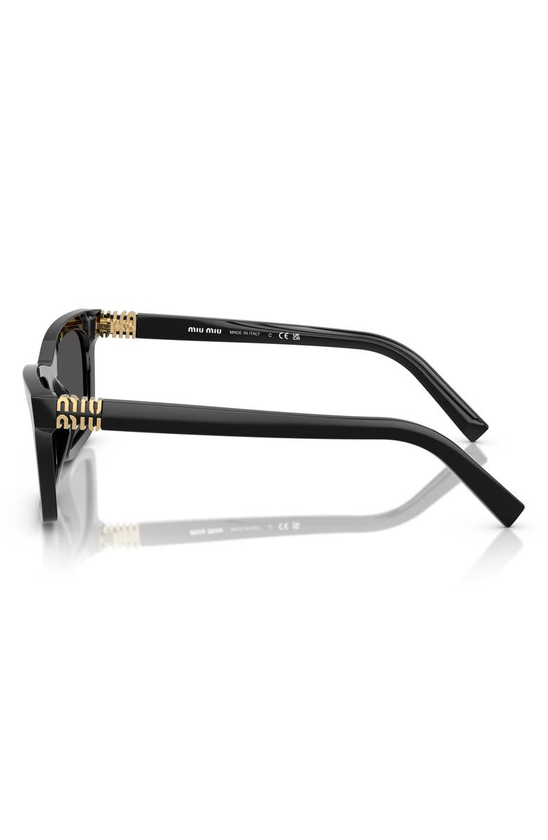 Miu Miu 55mm Rectangular Sunglasses, Alternate, color, Black / Dark Grey