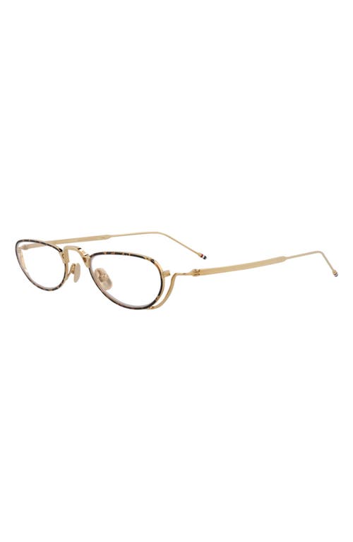 Thom Browne Novelty 50mm Oval Optical Glasses In Tortoise Gold Transparent