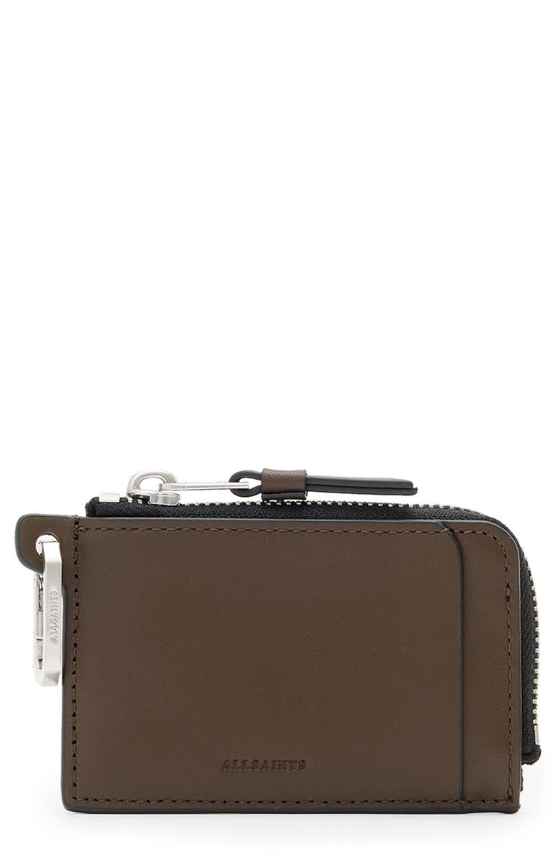 AllSaints Remy Leather Wallet, Main, color, Fango Brown