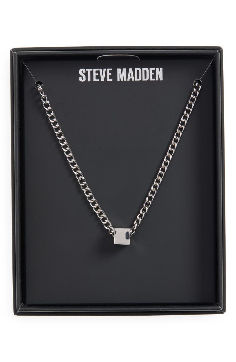 Steve Madden Gender Inclusive Cube Pendant Necklace, Main, color,