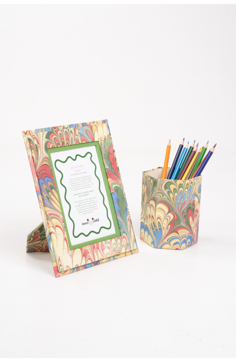 Inner Child Hand-Marbled Pencil Holder Organizer, Alternate, color, Multicolor