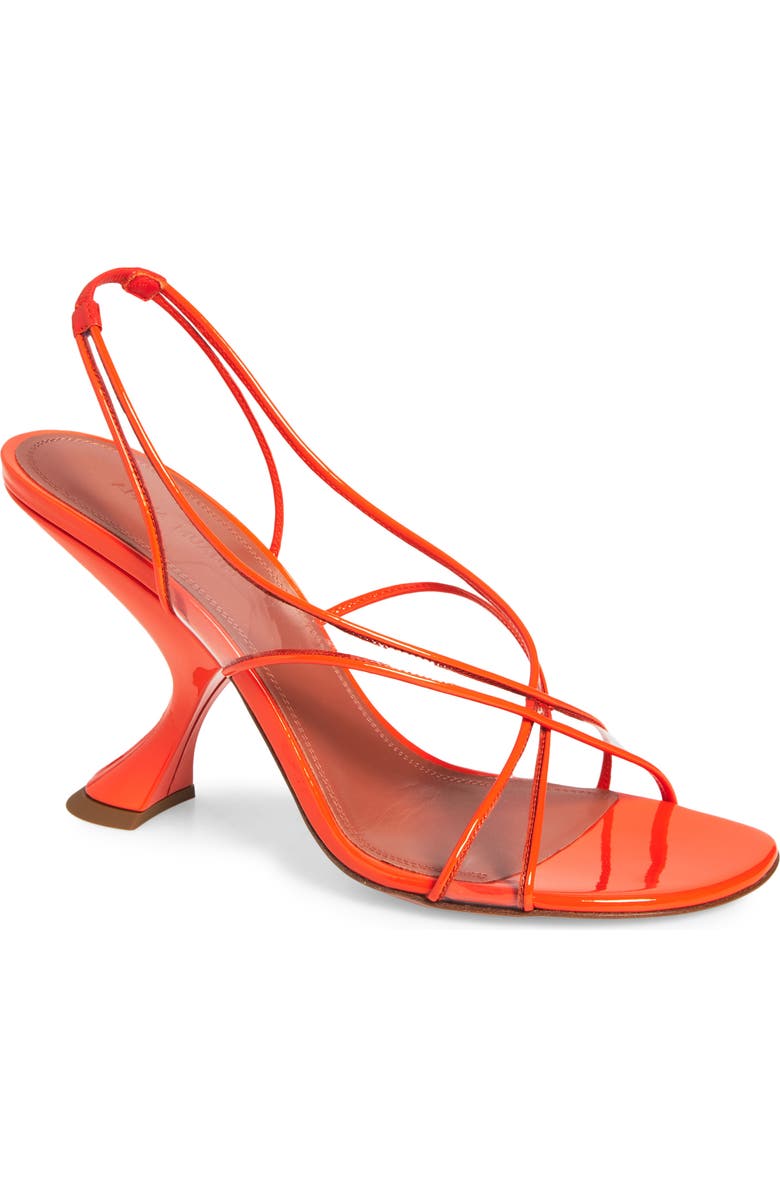 Amina Muaddi Lena Slingback Sandal, Main, color, Patent Orange/ Transparent