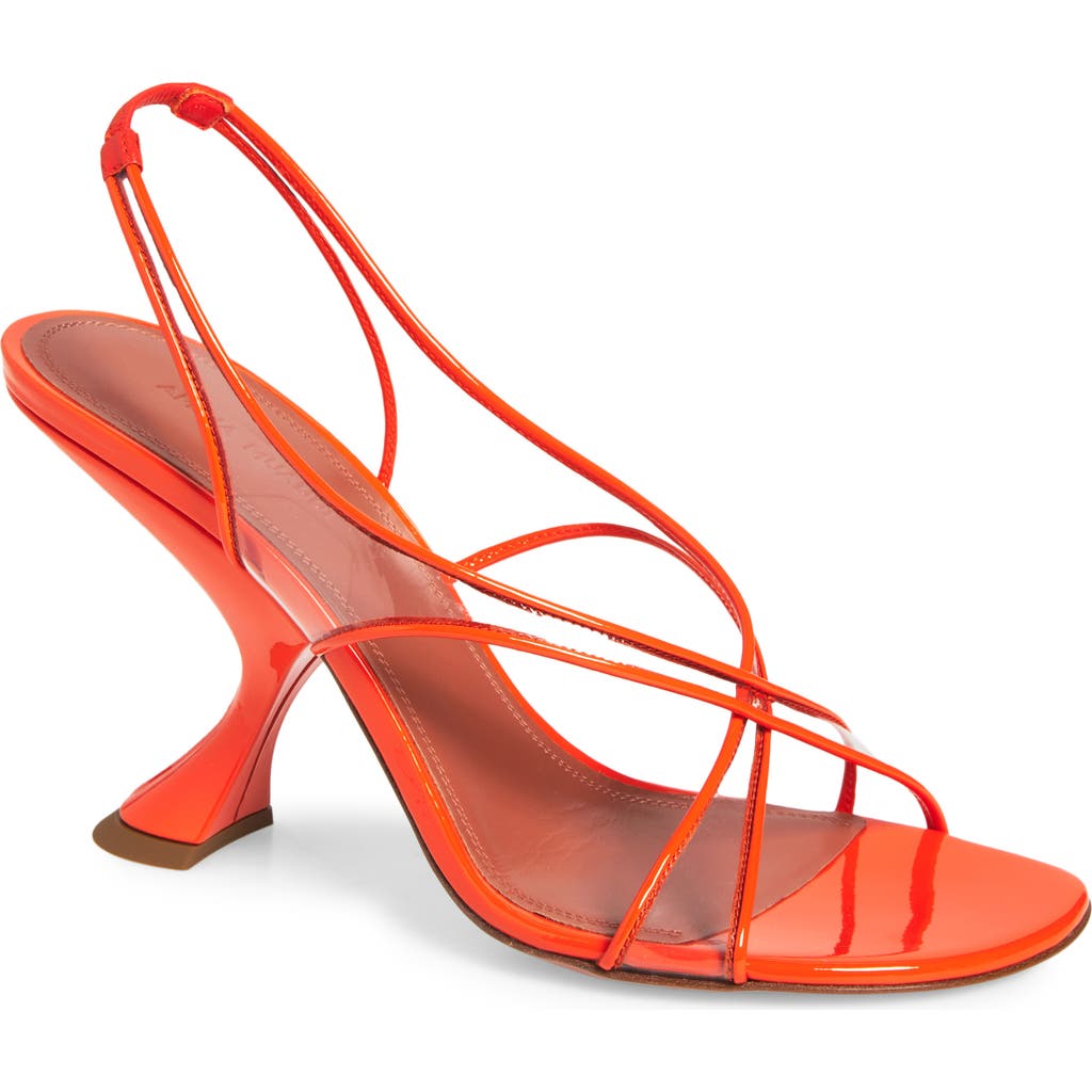 Amina Muaddi Lena Slingback Sandal in Patent Orange/Transparent  product