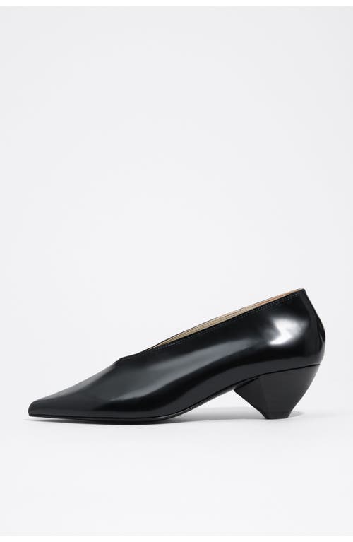 Bimba Y Lola Leather Mid-heel Court Shoe In Black