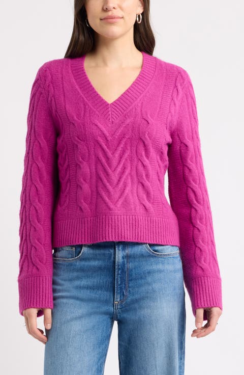Cable Stitch V-Neck Sweater