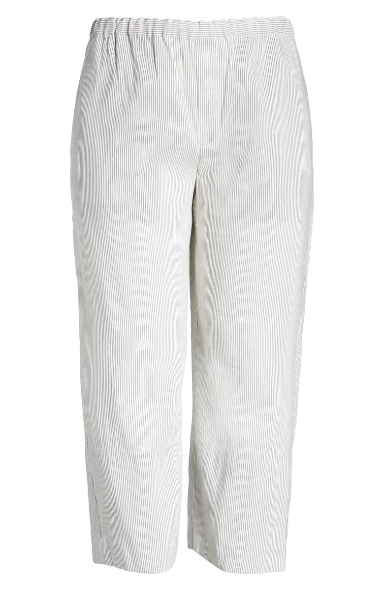 Vince Stripe Linen Blend Crop Pull-On Pants, Alternate, color, White/Black