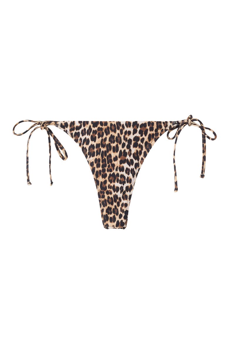 Side Tie Leopard Bikini Bottoms, Main, color, BROWN