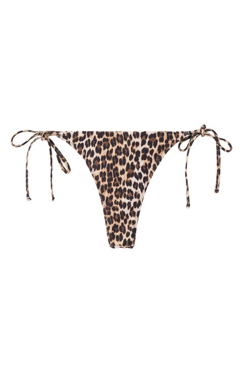 Side Tie Leopard Bikini Bottoms