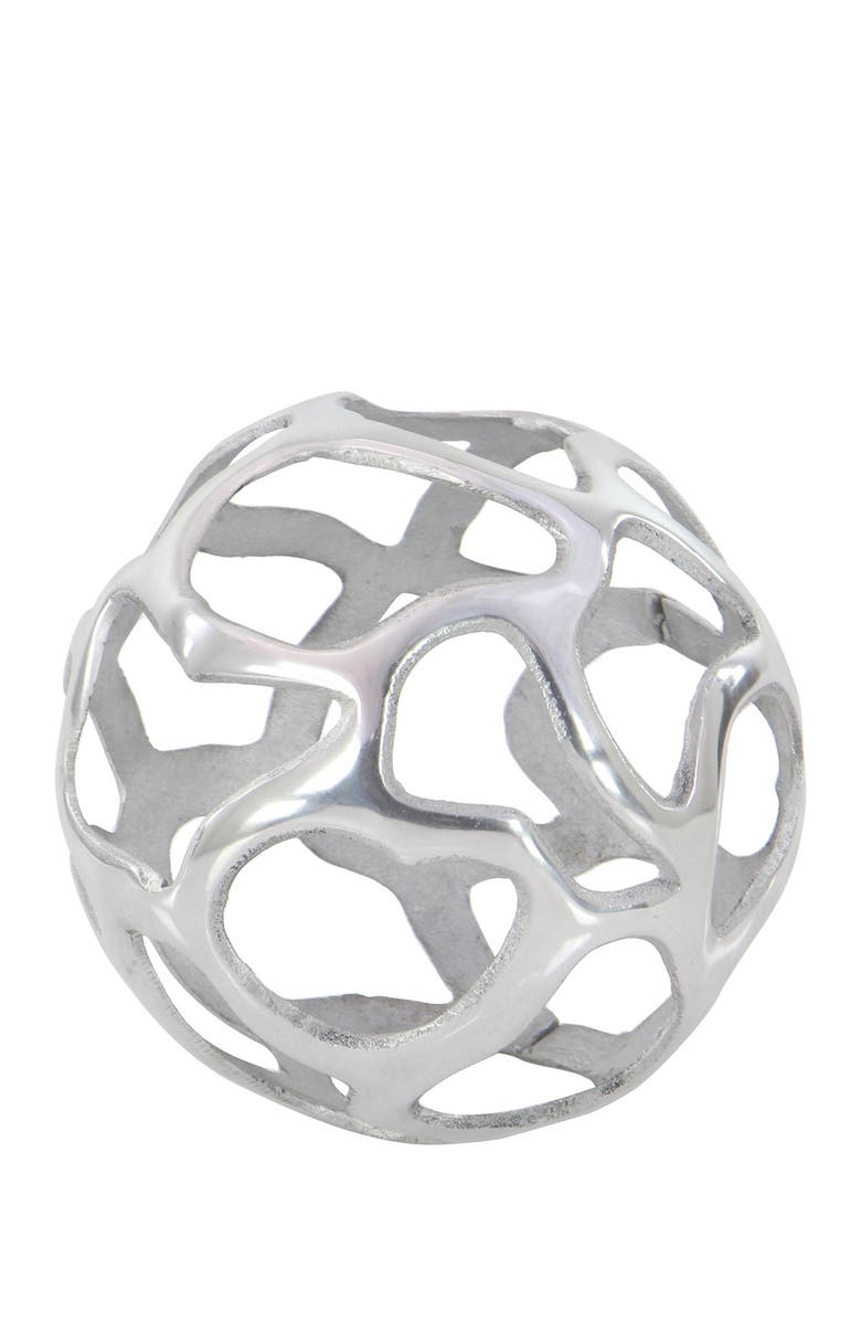 WILLOW ROW Silvertone Aluminum Contemporary Geometric Sculpture - Set of 3, Alternate, color, 