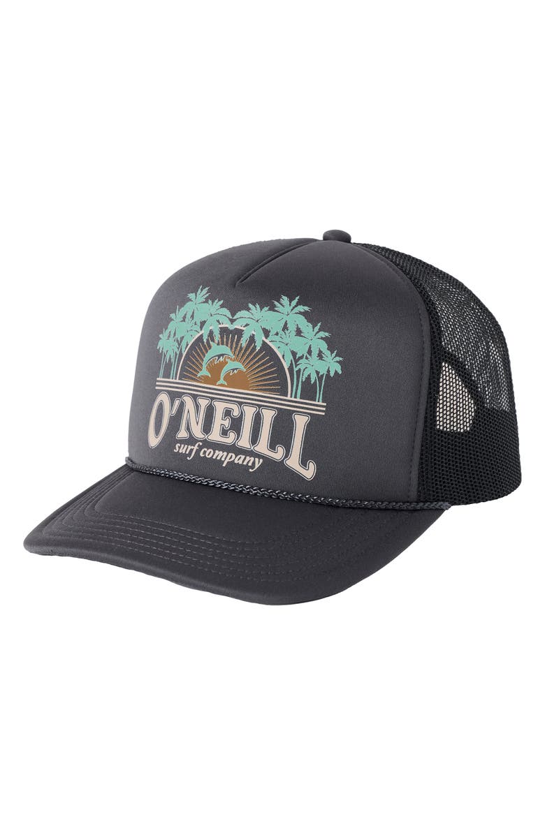 O'Neill Arlie Trucker Hat, Main, color, Washed Black