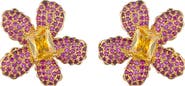 EYE CANDY LOS ANGELES Jade Flower Large Stud Earrings
