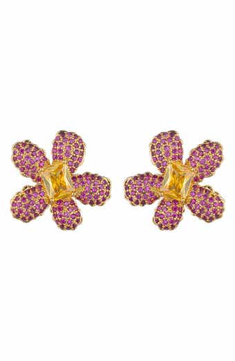 Jade Flower Large Stud Earrings