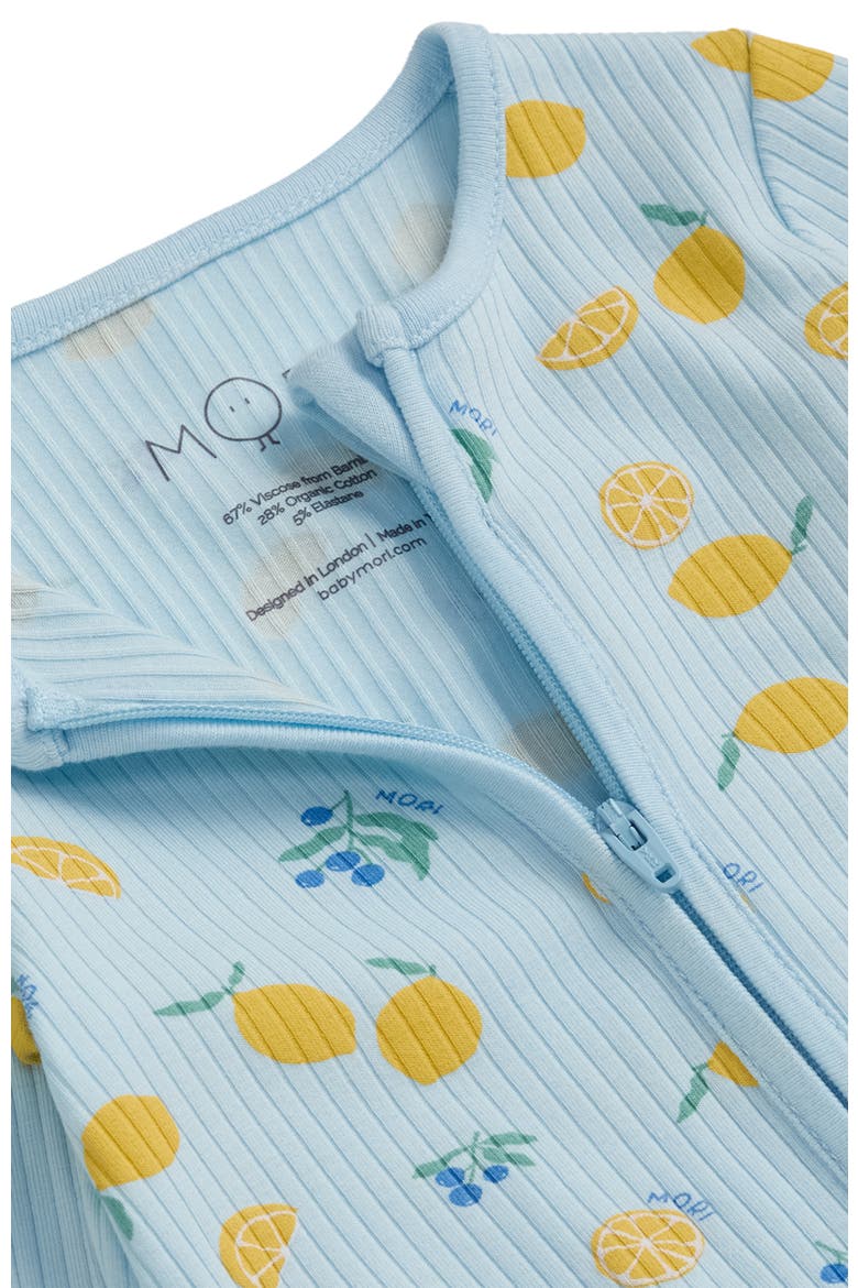 Ribbed Two Way Zip-Up Sleepsuit, Alternate, color, Citrus & Omphalodes