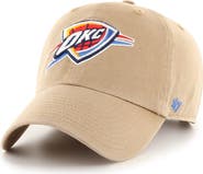 '47 Men's '47 Khaki Oklahoma City Thunder Logo Clean Up Adjustable Hat